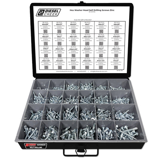 Inch Hex Washer Head Self Drilling Screws Assortment - 1312 Piece