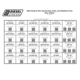 Inch Grade 8 Fine Thread Hex Bolt, Nut & Washer Assortment - 595 Piece