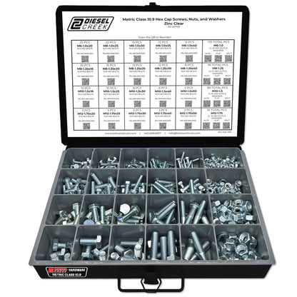 Metric Class 10.9 Coarse Thread Hex Bolt, Nut & Washer Assortment - 595 Piece