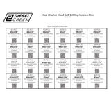 Inch Hex Washer Head Self Drilling Screws Assortment - 1312 Piece